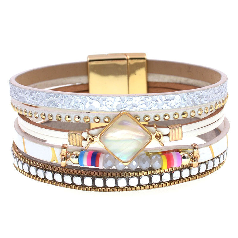 Wholesale Leather Bracelet Fashionable Zircon Accessories